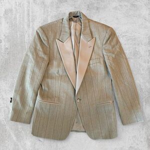 Vintage Christian Dior Monsieur Gray Pinstripe Tuxedo Blazer Jacket Size 37S USA